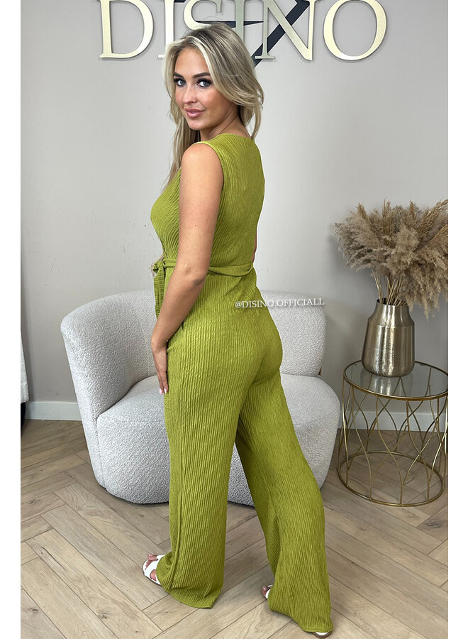 LIME GREEN - 'LUANA JUMPSUIT' - SOFT SUPER STRETCH JUMPSUIT