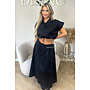 BLACK - 'BRITT SET' - CROPPED BLOUSE + MAXI SKIRT SET