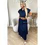 NAVY BLUE - 'BRITT SET' - CROPPED BLOUSE + MAXI SKIRT SET