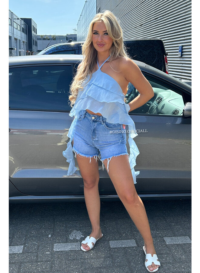 LIGHT BLUE - 'AYRA TOP' - RUFFLE FESTIVAL TOP