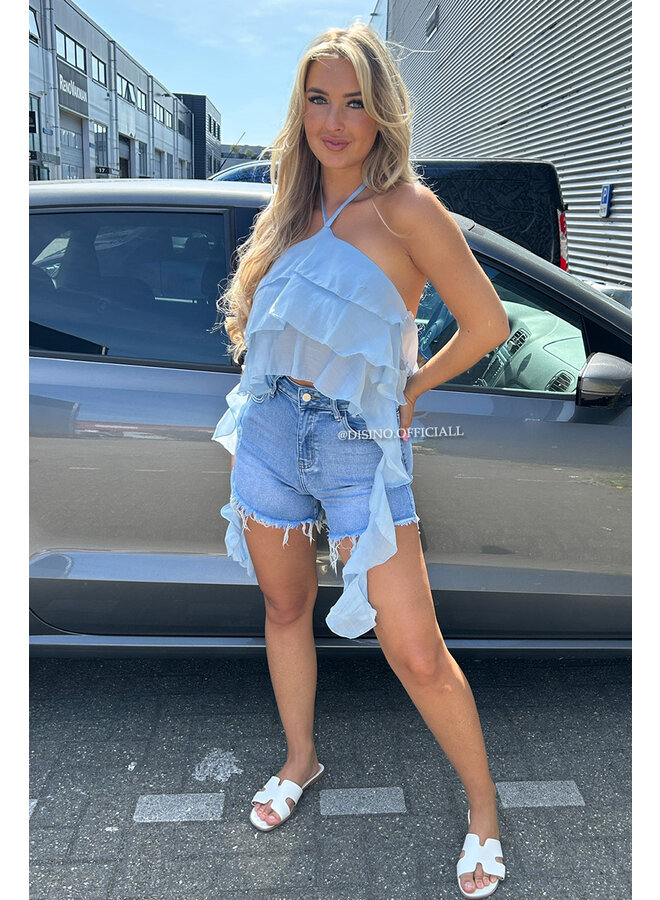 LIGHT BLUE - 'AYRA TOP' - RUFFLE FESTIVAL TOP
