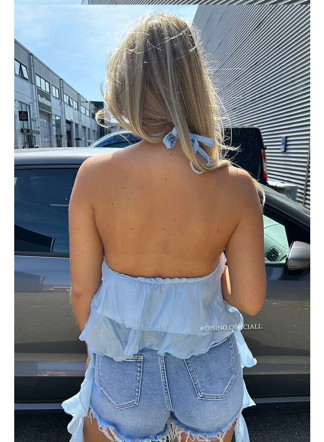 LIGHT BLUE - 'AYRA TOP' - RUFFLE FESTIVAL TOP