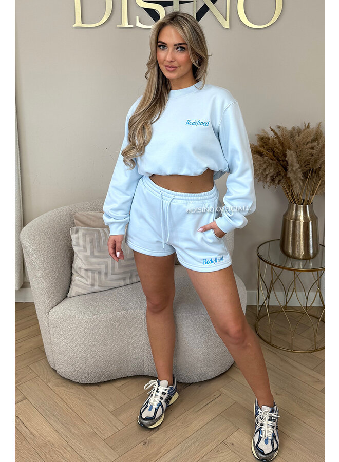 LIGHT BLUE - 'REDEFINED JOGGER SET' -PREMIUM QUALITY SWEATER + SHORT