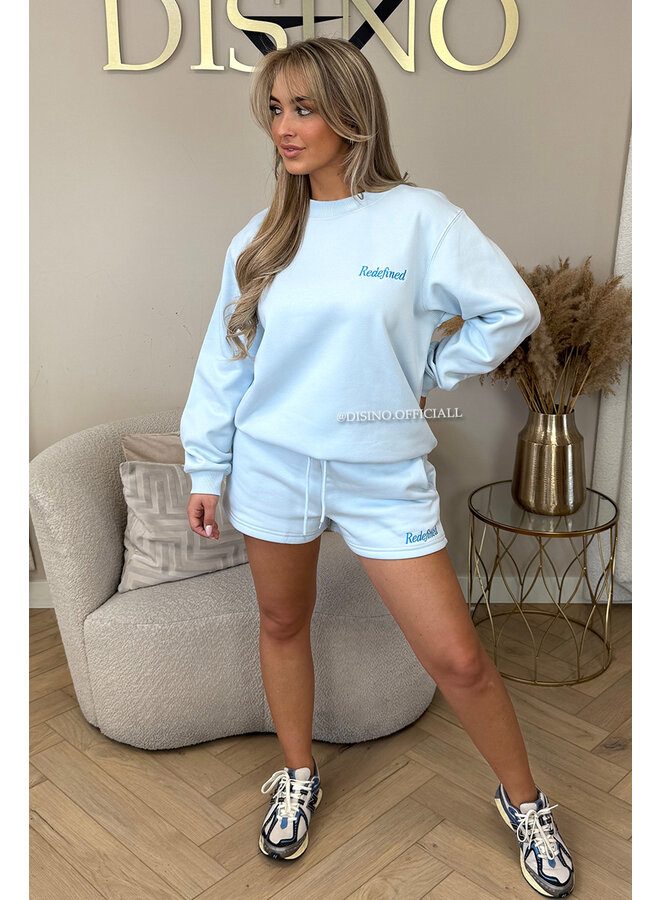 LIGHT BLUE - 'REDEFINED JOGGER SET' -PREMIUM QUALITY SWEATER + SHORT