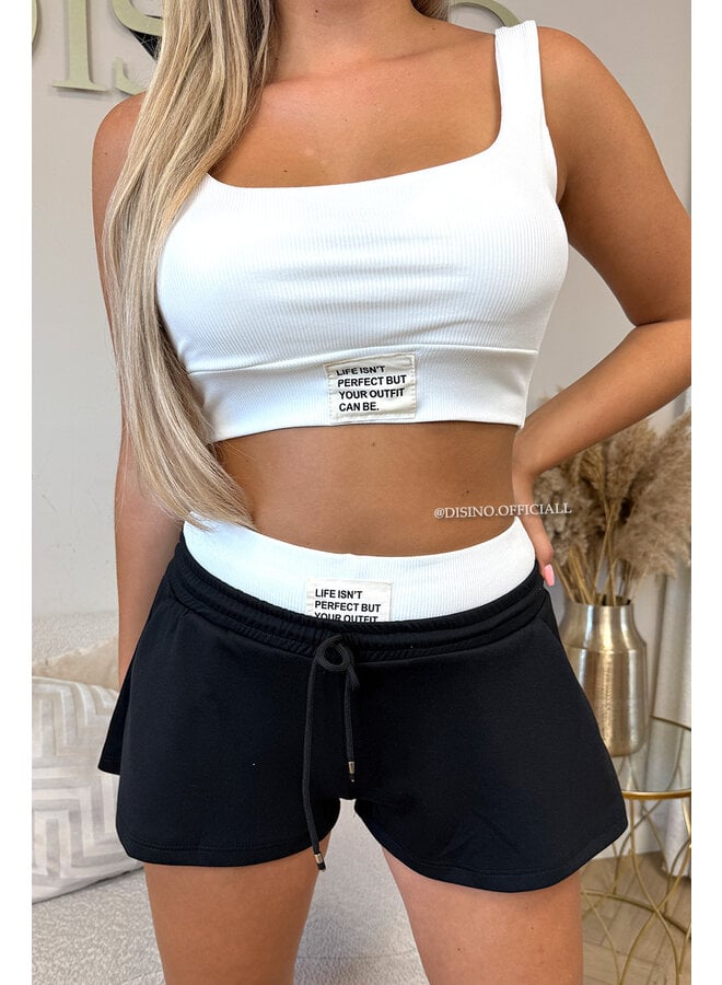 BLACK - 'LIFE IS PERFECT SET' -  SUMMER ESSENTIAL TOP + SHORT JOGGER SET