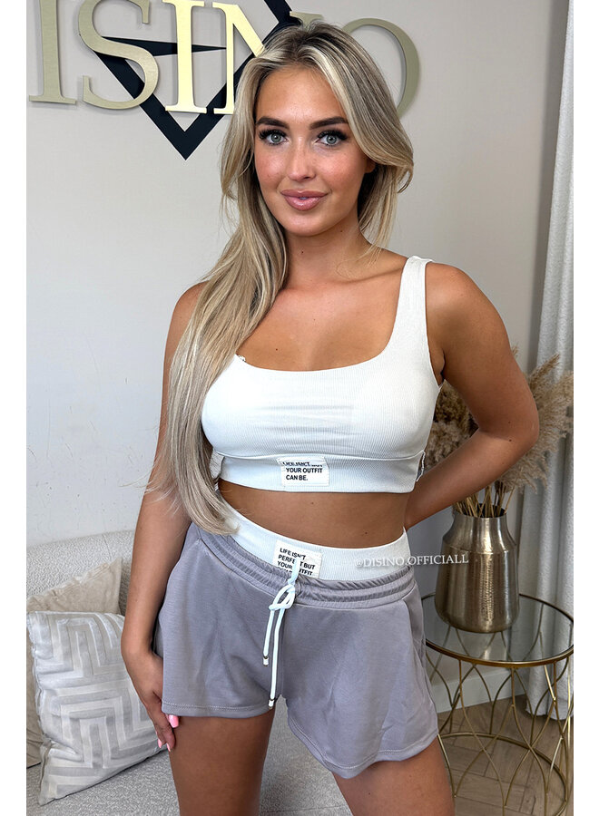 TAUPE - 'LIFE IS PERFECT SET' -  SUMMER ESSENTIAL TOP + SHORT JOGGER SET