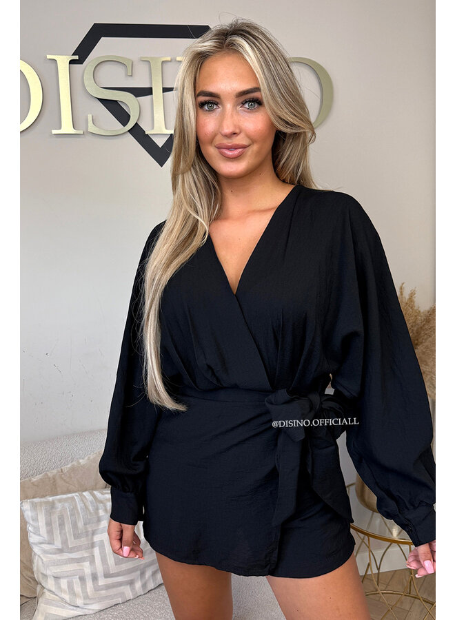 BLACK - 'ROMY PLAYSUIT' - WRAP ON PLAYSUIT