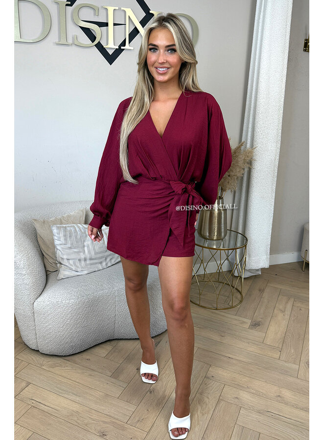 BORDEAUX - 'ROMY PLAYSUIT' - WRAP ON PLAYSUIT