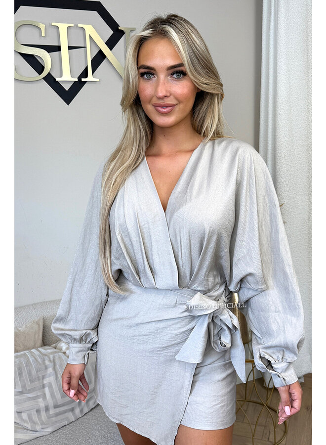 BEIGE - 'ROMY PLAYSUIT' - WRAP ON PLAYSUIT