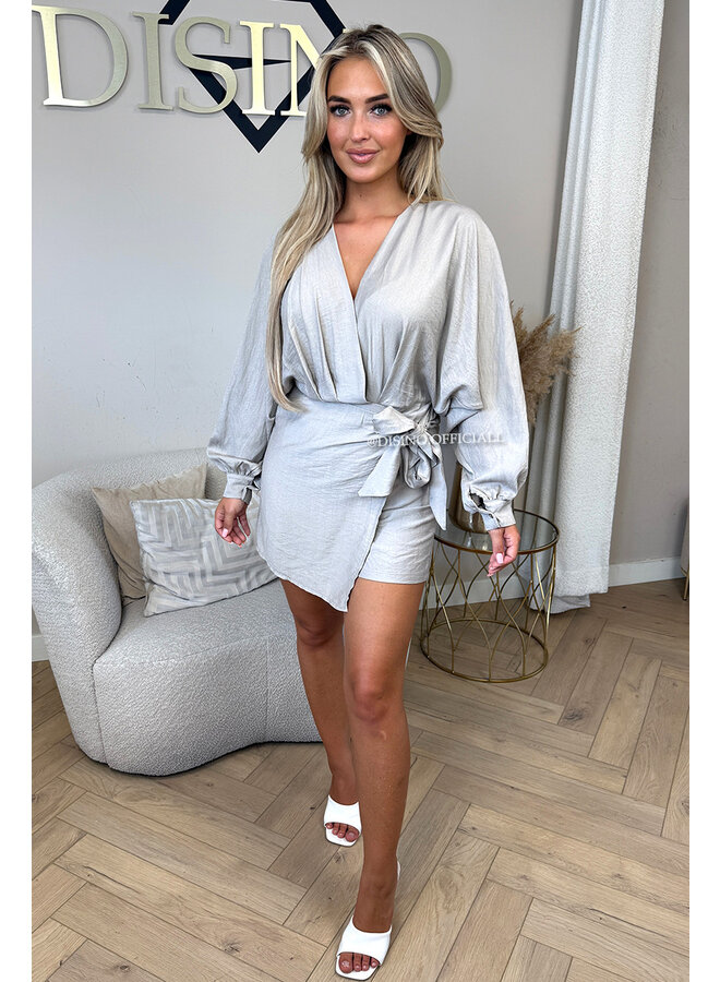 BEIGE - 'ROMY PLAYSUIT' - WRAP ON PLAYSUIT