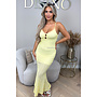 YELLOW - 'MAELIS DRESS' - CUT-OUT STRETCH LACE MAXI DRESS