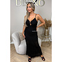 BLACK - 'MAELIS DRESS' - CUT-OUT STRETCH LACE MAXI DRESS