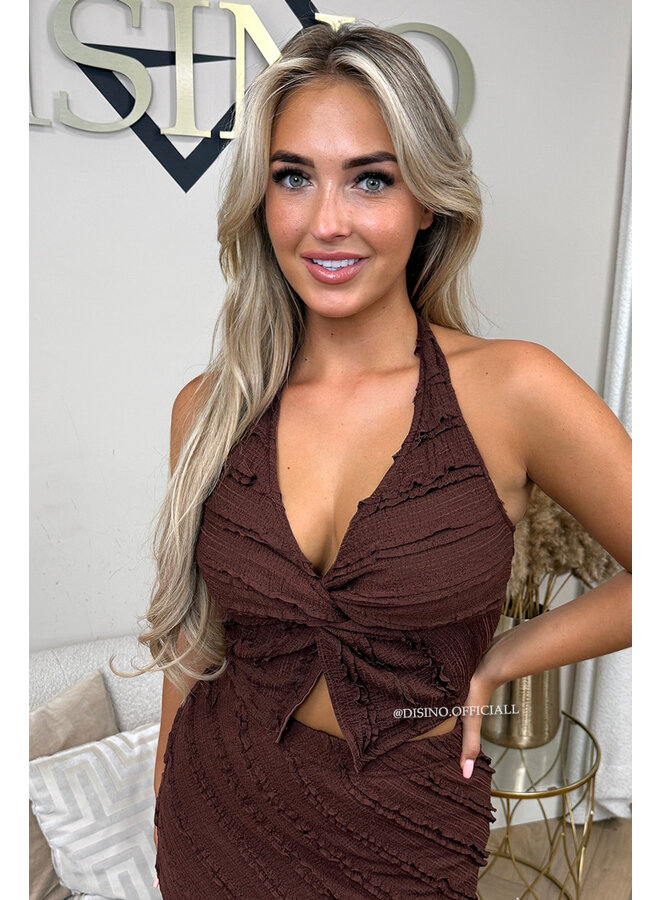 CHOCO - 'AVELINE SET' - TEXTURED TOP + MAXI SKIRT SET