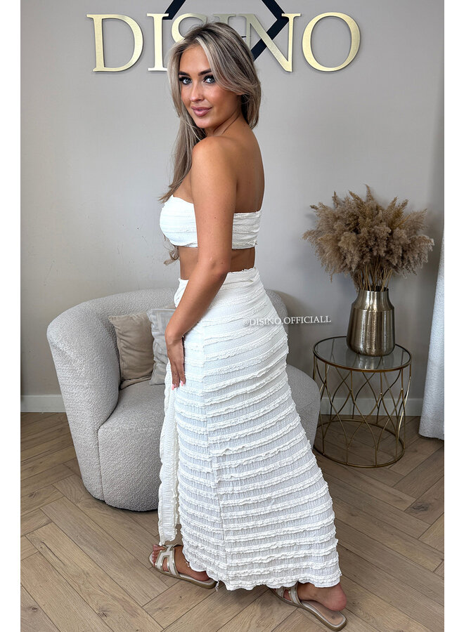 BEIGE - 'ISLA IBIZA SET' - CROCHET BEACH TOP + SKIRT SET