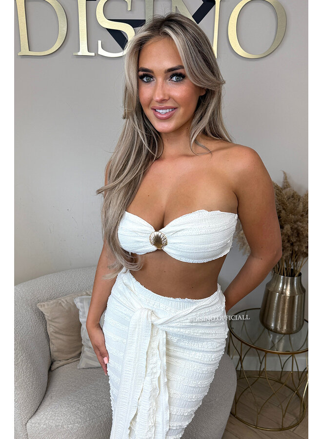 BEIGE - 'ISLA IBIZA SET' - CROCHET BEACH TOP + SKIRT SET