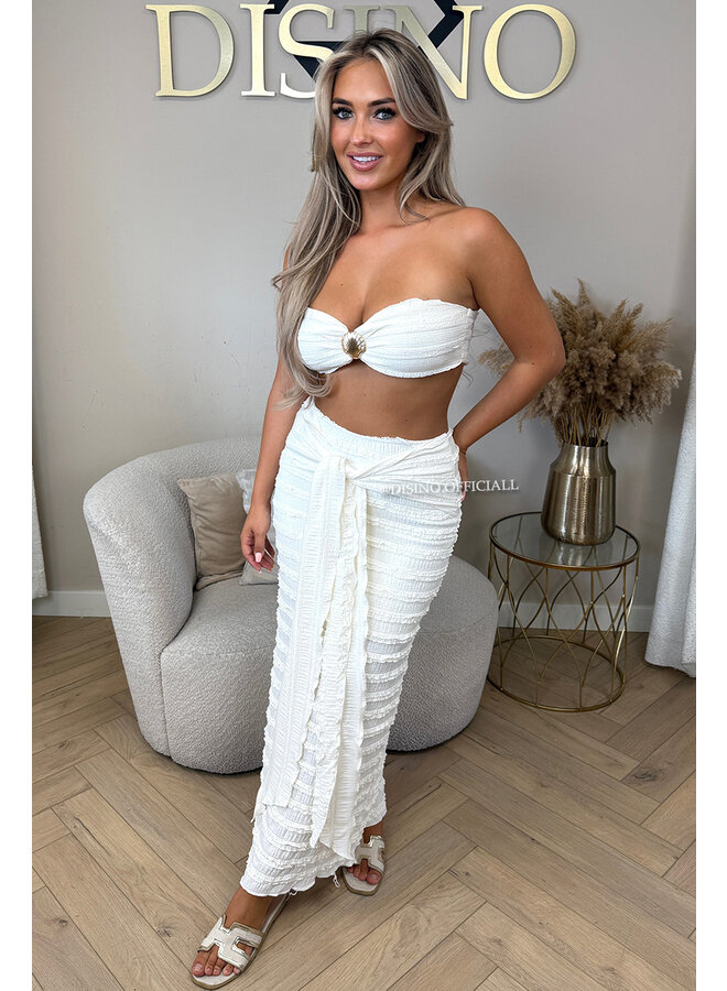 BEIGE - 'ISLA IBIZA SET' - CROCHET BEACH TOP + SKIRT SET