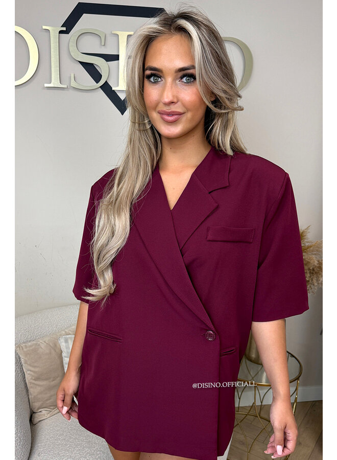 BORDEAUX - 'MAEVA BLAZER' - OVERSIZED SHORT SLEEVE BLAZER DRESS