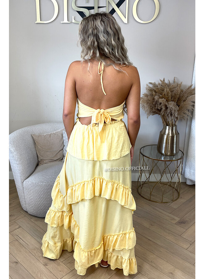 YELLOW - 'SUNNY DRESS' - RUFFLE MAXI DRESS OPEN BACK
