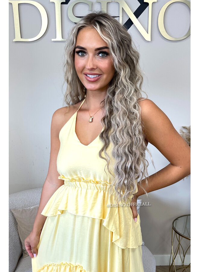 YELLOW - 'SUNNY DRESS' - RUFFLE MAXI DRESS OPEN BACK