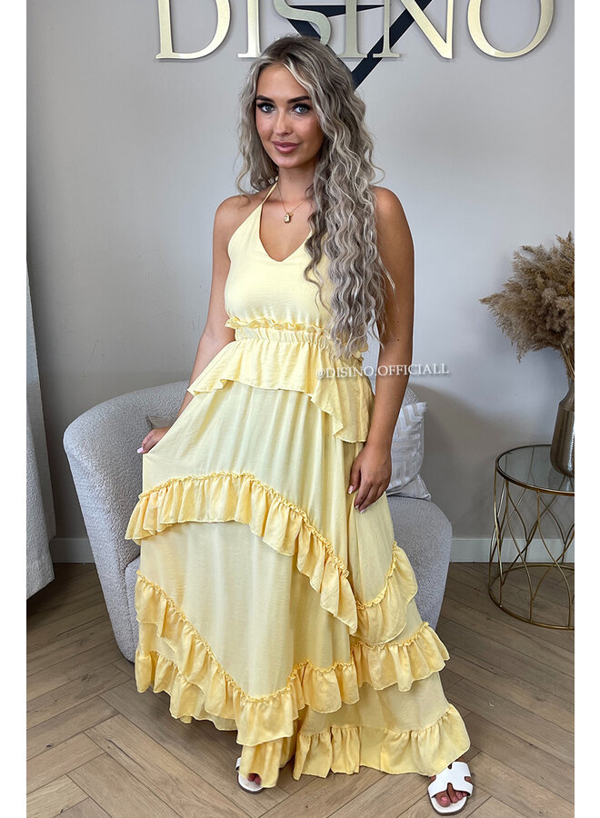 YELLOW - 'SUNNY DRESS' - RUFFLE MAXI DRESS OPEN BACK
