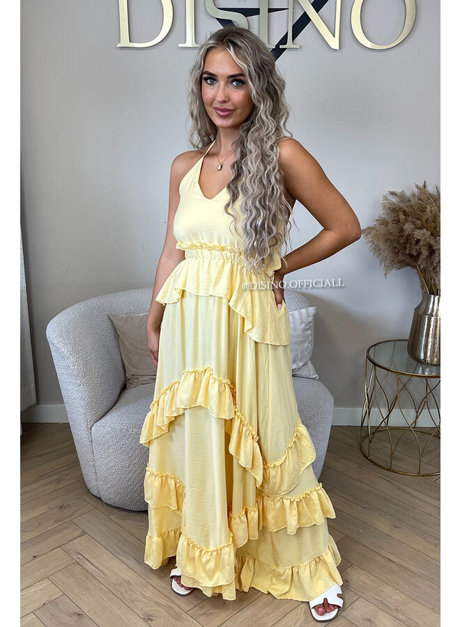YELLOW - 'SUNNY DRESS' - RUFFLE MAXI DRESS OPEN BACK