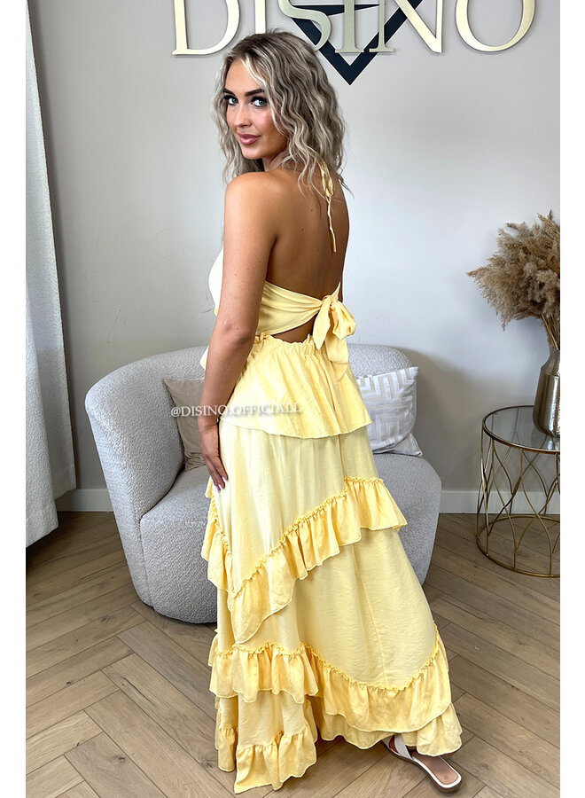 YELLOW - 'SUNNY DRESS' - RUFFLE MAXI DRESS OPEN BACK