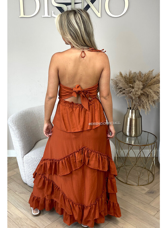 BRICK - 'SUNNY DRESS' - RUFFLE MAXI DRESS OPEN BACK