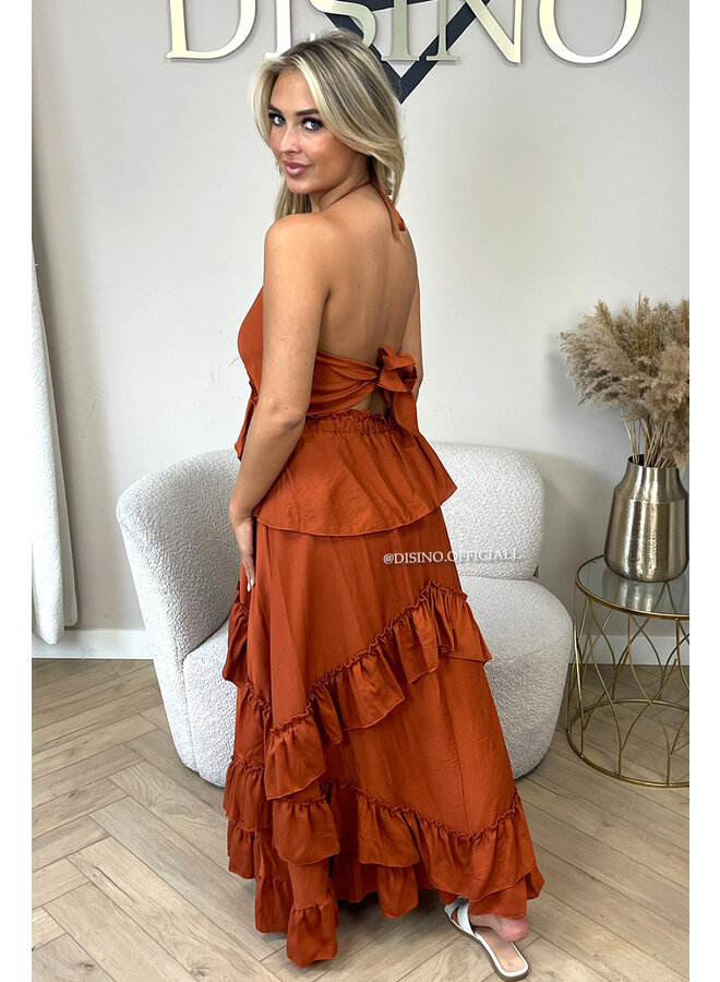 BRICK - 'SUNNY DRESS' - RUFFLE MAXI DRESS OPEN BACK