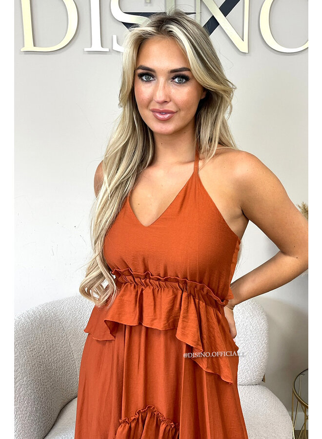 BRICK - 'SUNNY DRESS' - RUFFLE MAXI DRESS OPEN BACK