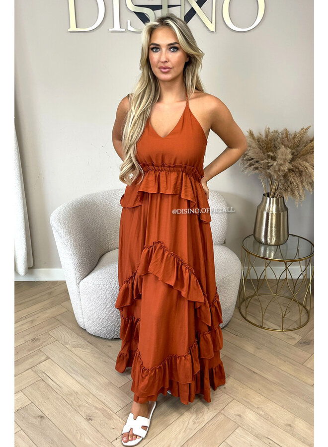 BRICK - 'SUNNY DRESS' - RUFFLE MAXI DRESS OPEN BACK