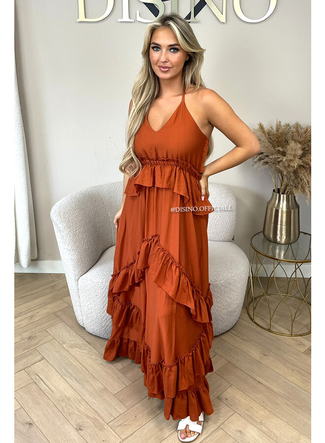 BRICK - 'SUNNY DRESS' - RUFFLE MAXI DRESS OPEN BACK