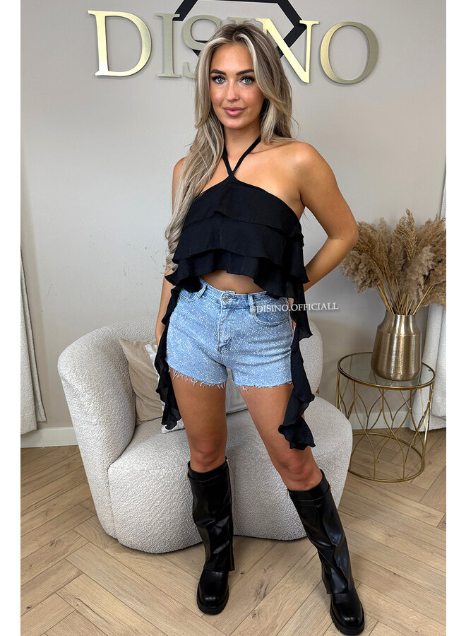 BLACK - 'AYRA TOP' - RUFFLE FESTIVAL TOP