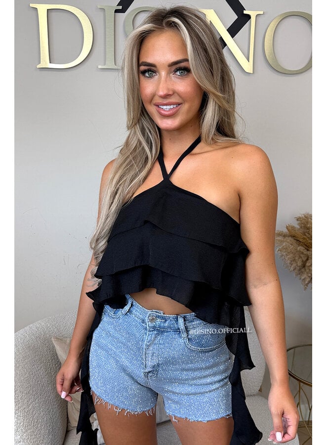 BLACK - 'AYRA TOP' - RUFFLE FESTIVAL TOP