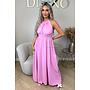 PINK - 'AZURA DRESS' - OPEN BACK HALTER MAXI DRESS