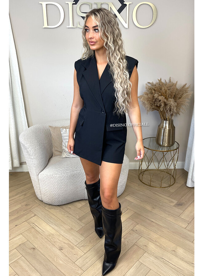 BLACK - 'ISABEAU PLAYSUIT' - CLASSY BLAZER PLAYSUIT