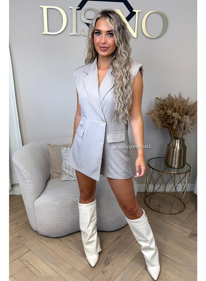 BEIGE - 'ISABEAU PLAYSUIT' - CLASSY BLAZER PLAYSUIT