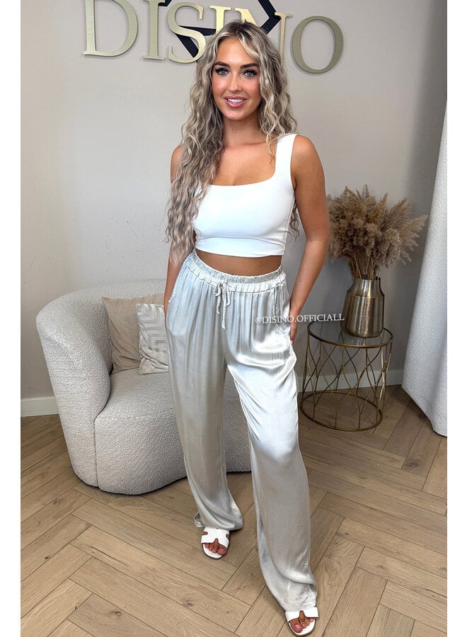 OFF WHITE - 'SARINA' - PREMIUM QUALITY SILKY COMFY PANTS