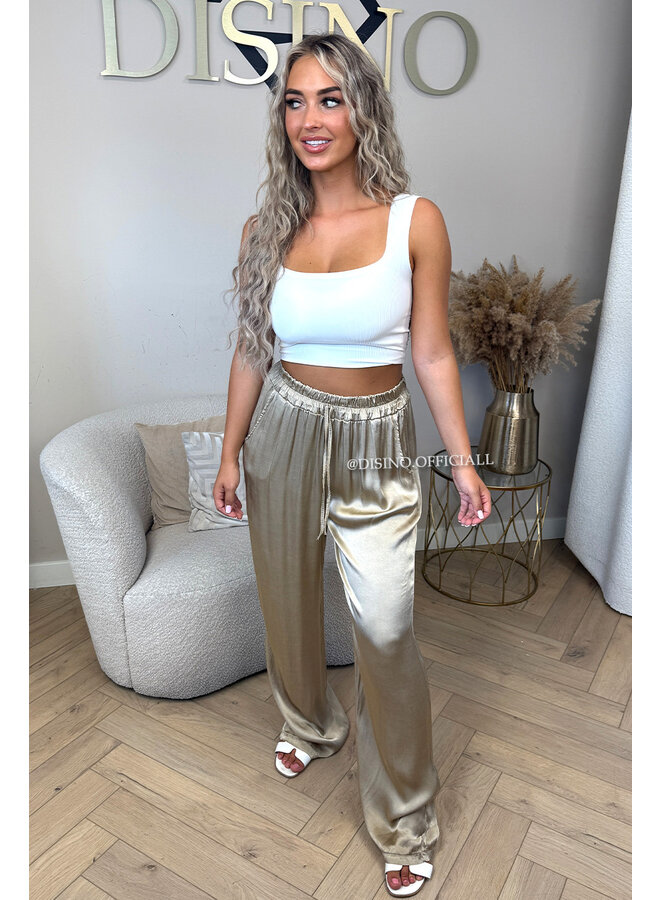 BEIGE - 'SARINA' - PREMIUM QUALITY SILKY PANTS