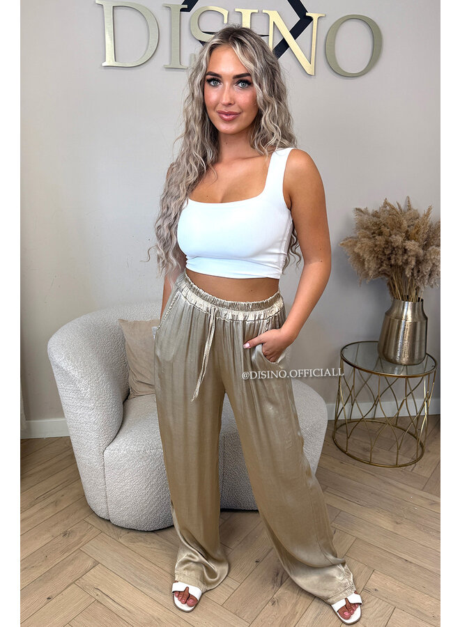 BEIGE - 'SARINA' - PREMIUM QUALITY SILKY PANTS