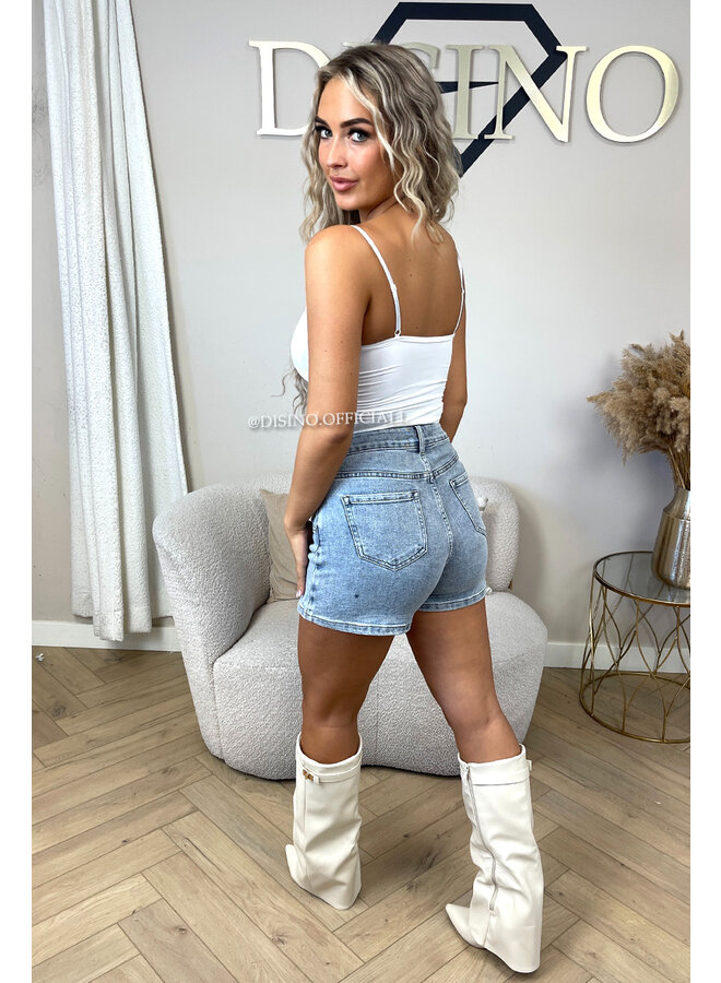 BLUE - 'FALLON SKORT' - SUPER STRETCH DENIM SKORT (SKIRTLOOK WITH SHORTS)