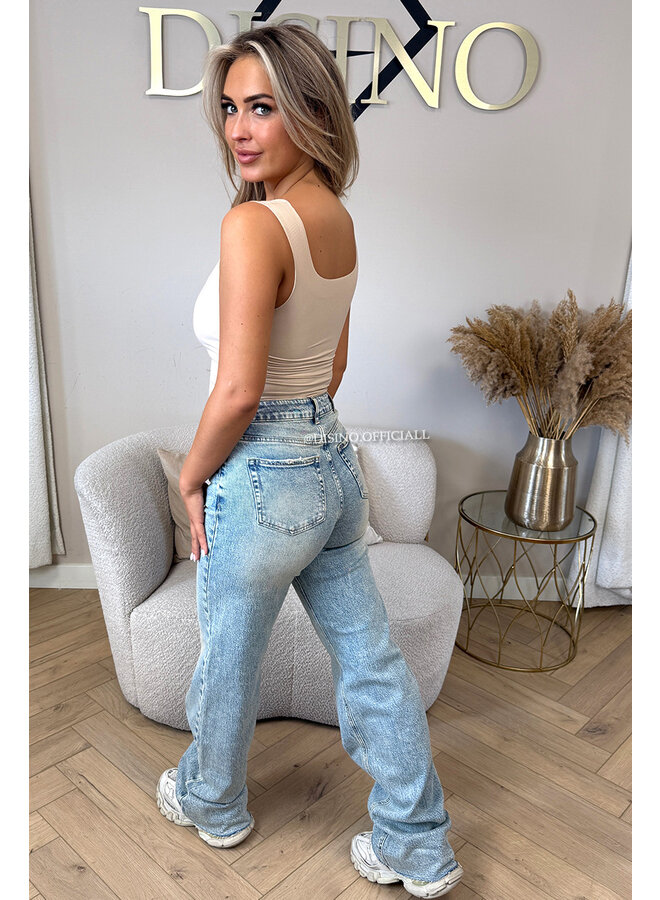 DIRTY BLUE - 'VANCOUVER' - STRETCH EXTRA LONG WIDE LEG JEANS