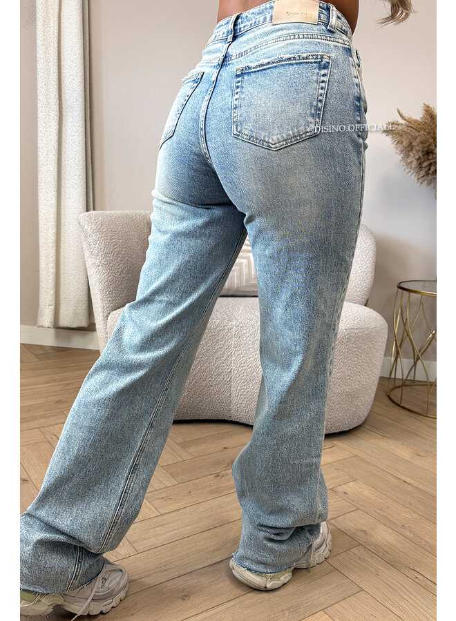 DIRTY BLUE - 'VANCOUVER' - STRETCH EXTRA LONG WIDE LEG JEANS