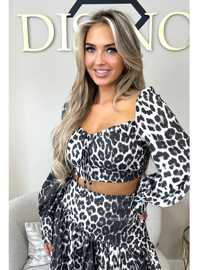 GREY - 'NAYLA LEO SET' - LAYERED RUFFLE FESTIVAL TOP + MAXI SKIRT SET