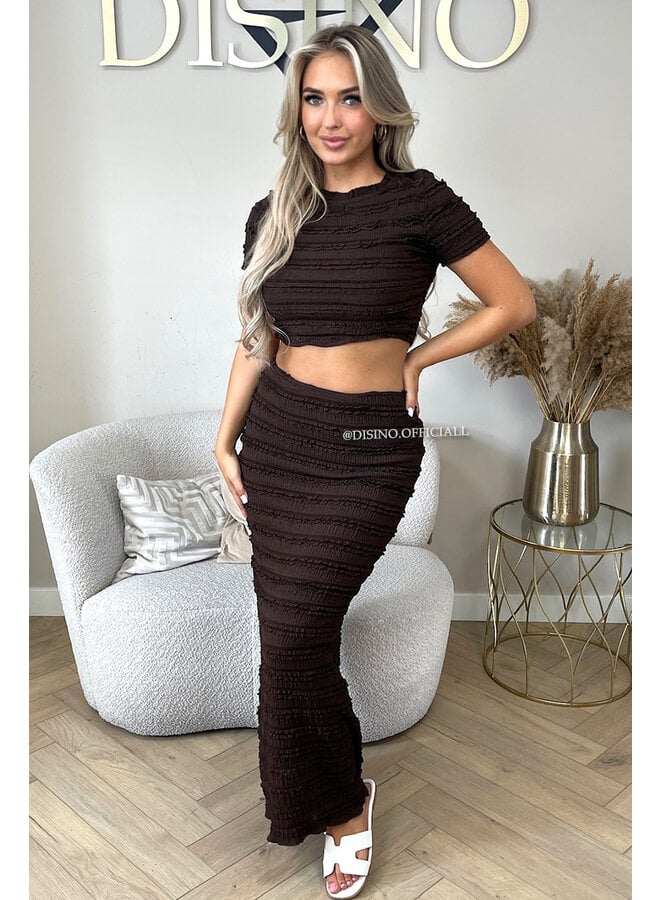 CHOCO - 'AMARA SET' - CROCHET LACE TOP + MAXI SKIRT SET