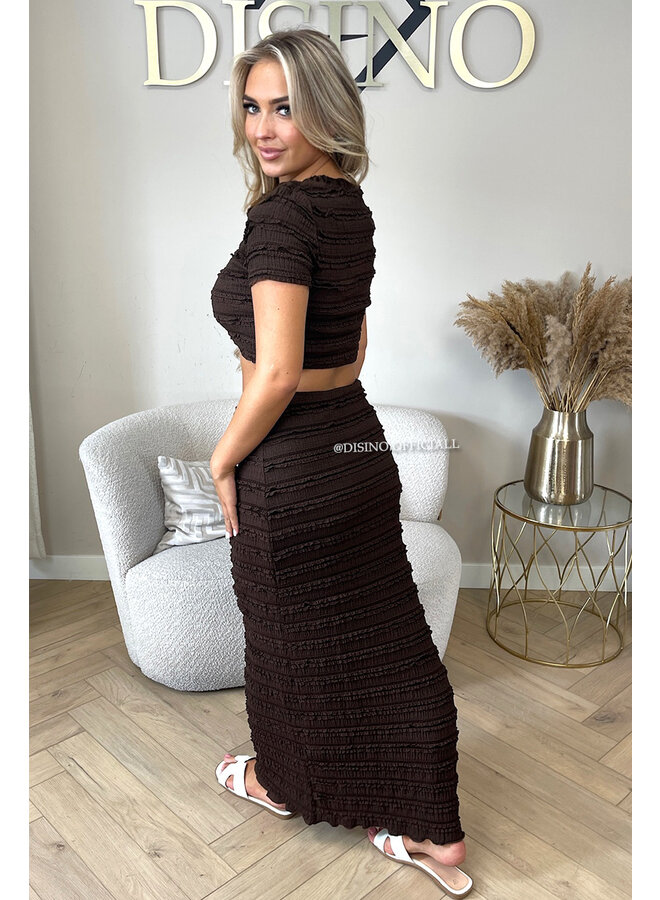 CHOCO - 'AMARA SET' - CROCHET LACE TOP + MAXI SKIRT SET