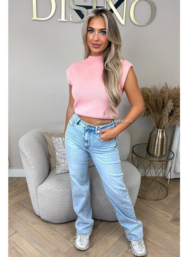 SOFT PINK - 'CLEO' - BOYFRIEND PUFF SHOULDER TOP