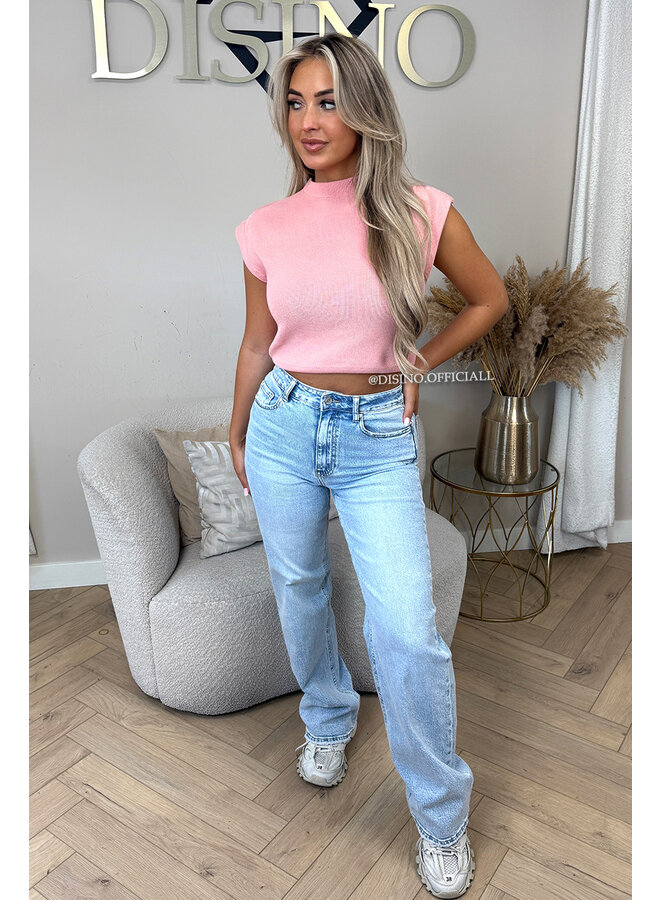 SOFT PINK - 'CLEO' - BOYFRIEND PUFF SHOULDER TOP