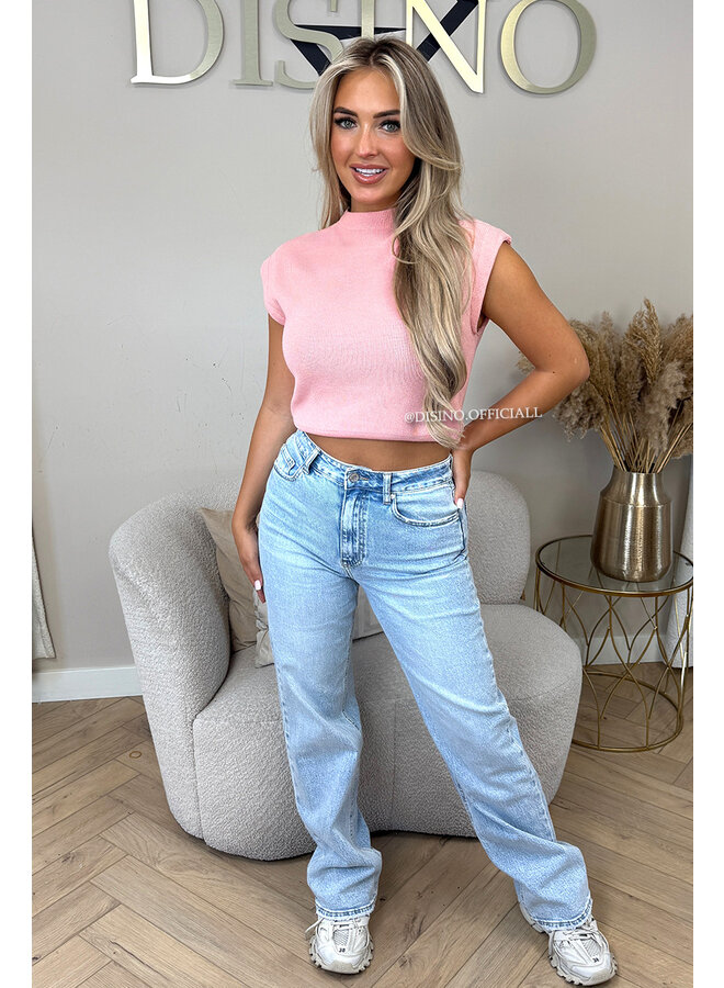 SOFT PINK - 'CLEO' - BOYFRIEND PUFF SHOULDER TOP