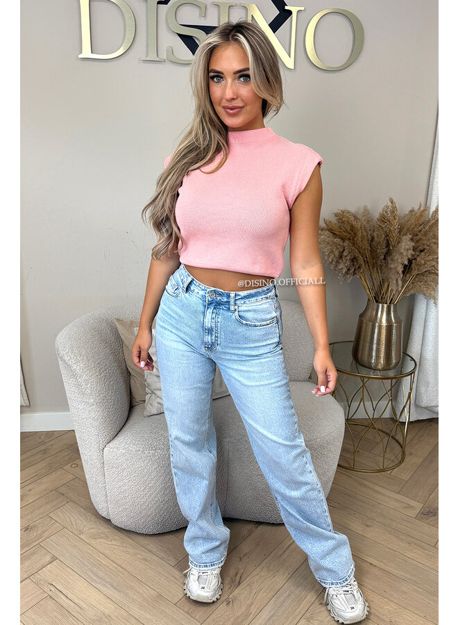 SOFT PINK - 'CLEO' - BOYFRIEND PUFF SHOULDER TOP