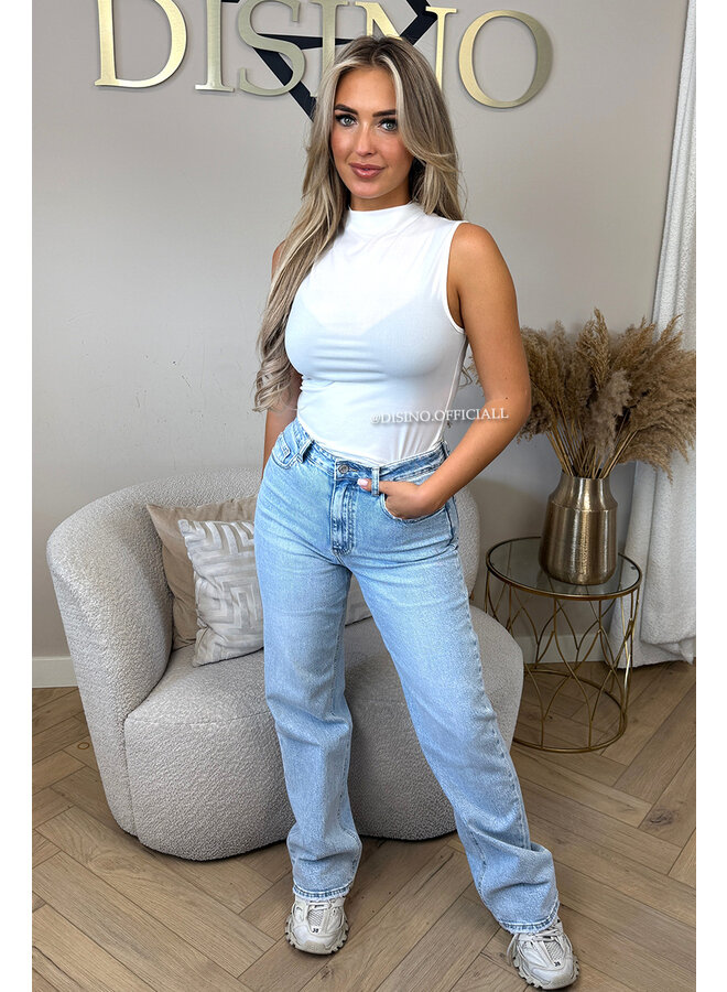 WHITE - 'NOVEL TOP' - HIGH NECK BASIC TOP